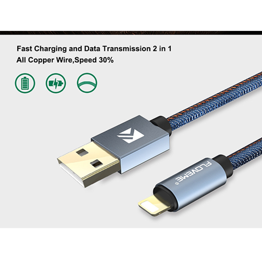Floveme Jeans USB Lightning Kabel - 30 Cm