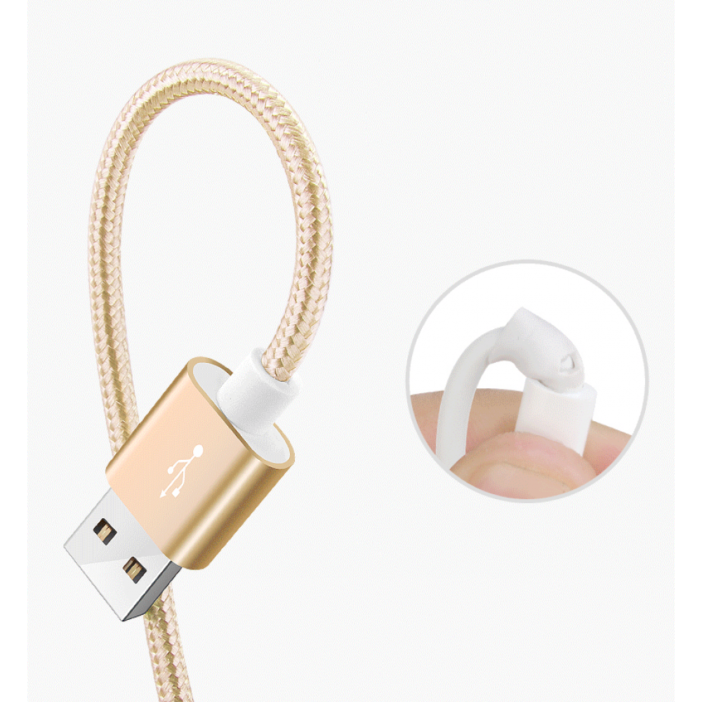 USB till Lightning Kabel i Nylon - 3m - Rosa